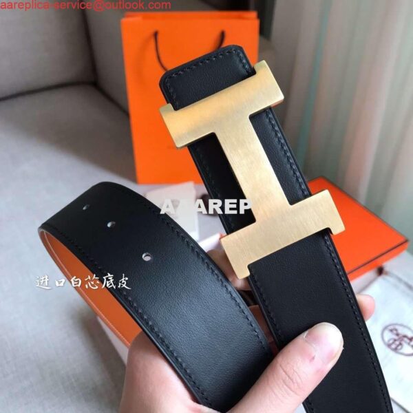 Replica Hermes Constance 2 Belt Buckle & Gold/Noir Swift 42MM Strap 4