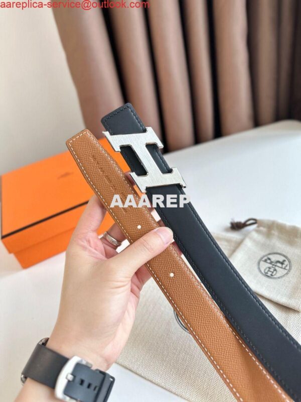 Replica Hermes H Speed Reversible Belt 32MM in Gold Epsom Calfskin 7