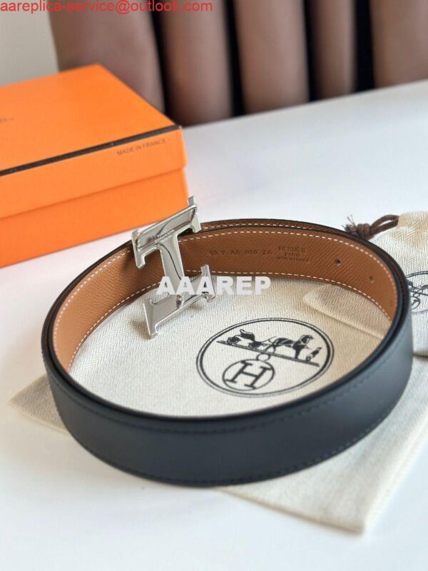 Replica Hermes H Speed Reversible Belt 32MM in Gold Epsom Calfskin 8