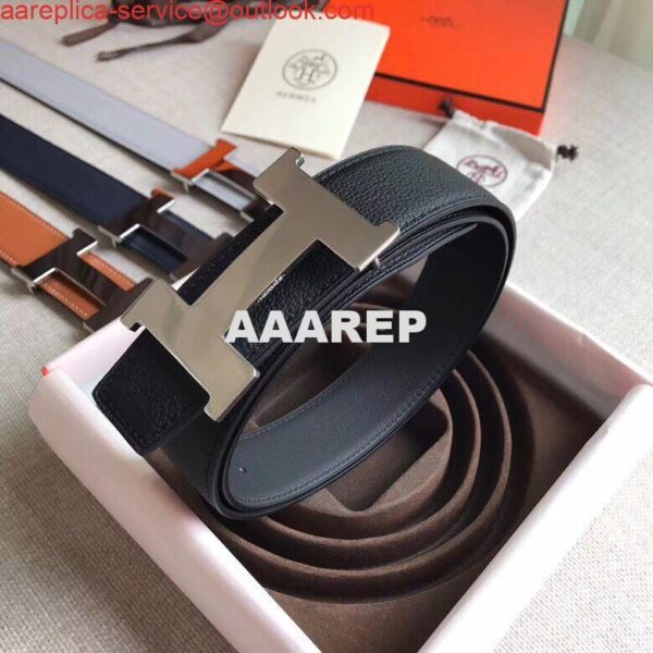 Replica Hermes Constance Belt Buckle & Black Clemence 38 MM Strap 5