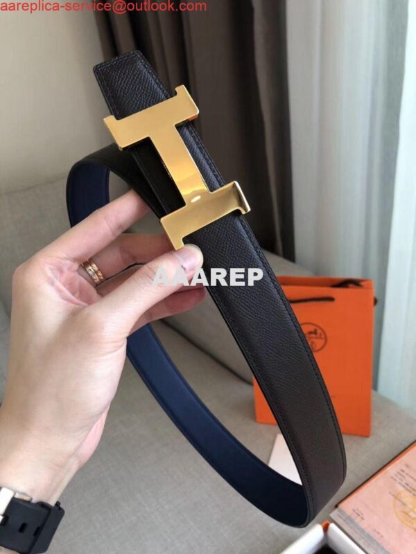 Replica Hermes Constance Belt Buckle & Blue Epsom 38 MM Strap 4