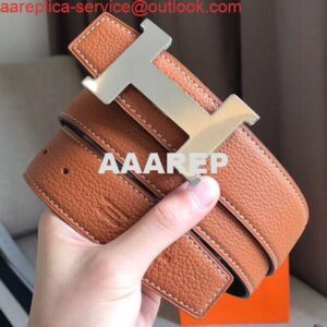 Replica Hermes Constance Belt Buckle & Brown Clemence 38 MM Strap