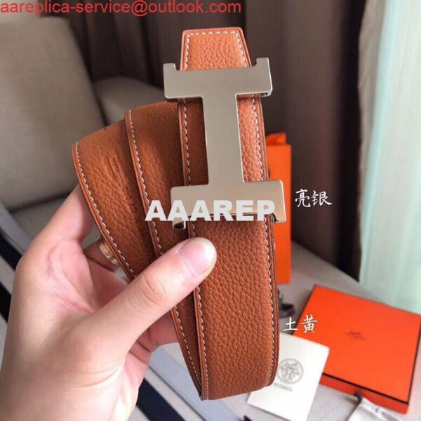 Replica Hermes Constance Belt Buckle & Brown Clemence 38 MM Strap 8