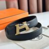 Replica Hermes H Striee Reversible Belt 32MM in Green and Black Epsom Calfskin