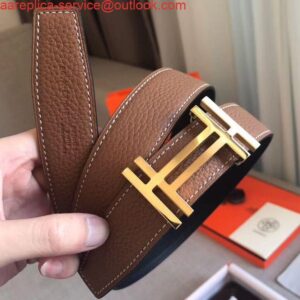 Replica Hermes H Au Carre Belt Buckle & Brown 32mm Strap