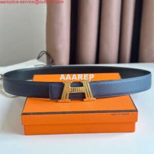 Replica Hermes H Take Off Reversible Belt 32MM in Dark Blue Clemence Leather