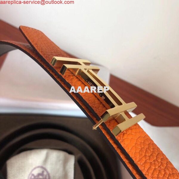 Replica Hermes H Au Carre Belt Buckle & Orange 32mm Strap 8