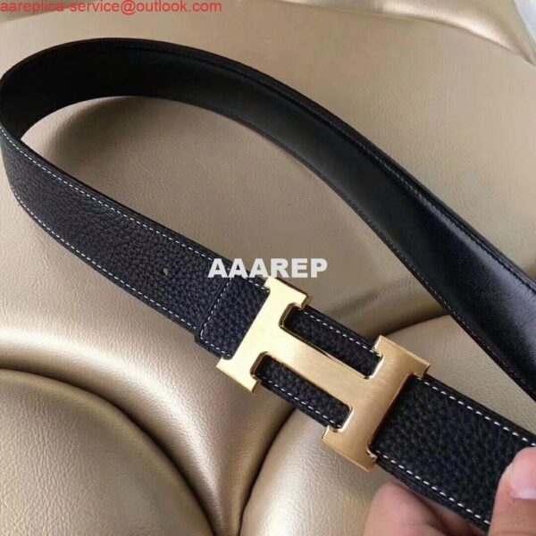 Replica Hermes H Belt Buckle & Black Clemence 32 MM Strap 4