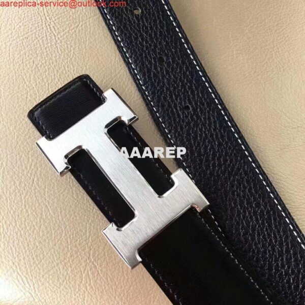 Replica Hermes H Belt Buckle & Black Clemence 32 MM Strap 7