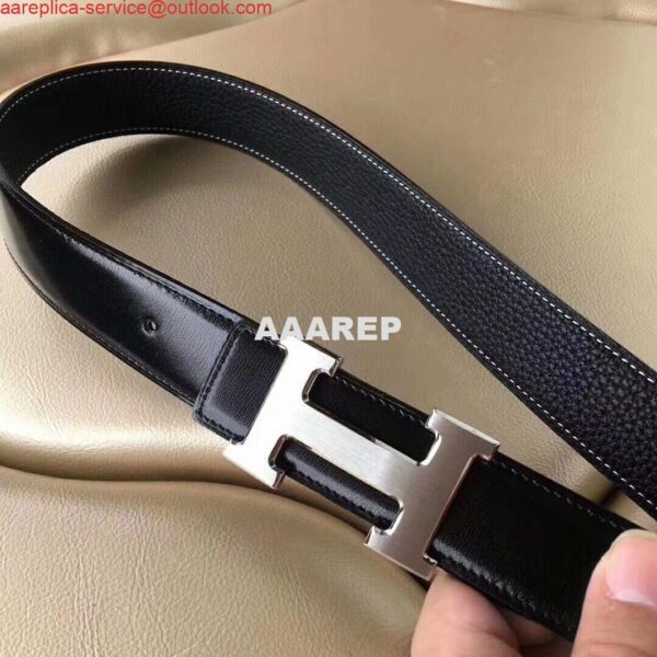 Replica Hermes H Belt Buckle & Black Clemence 32 MM Strap 8