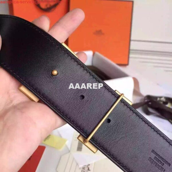 Replica Hermes H Belt Buckle & Black Epsom 32 MM Strap 5