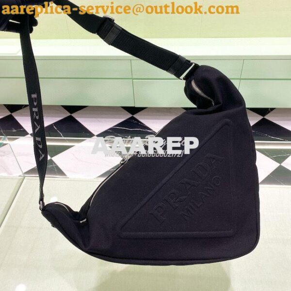 Replica Canvas Prada Triangle Bag 2VY007 Black 2