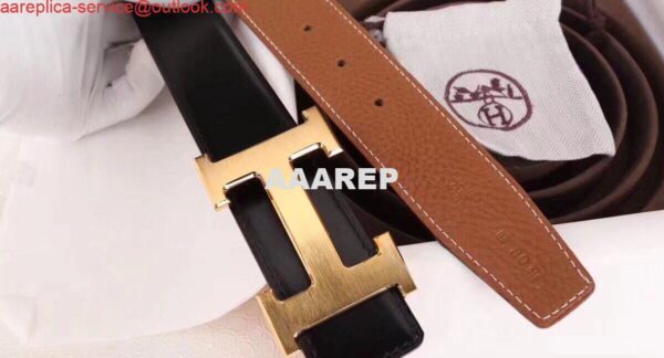 Replica Hermes H Belt Buckle & Brown Clemence 32 MM Strap 9