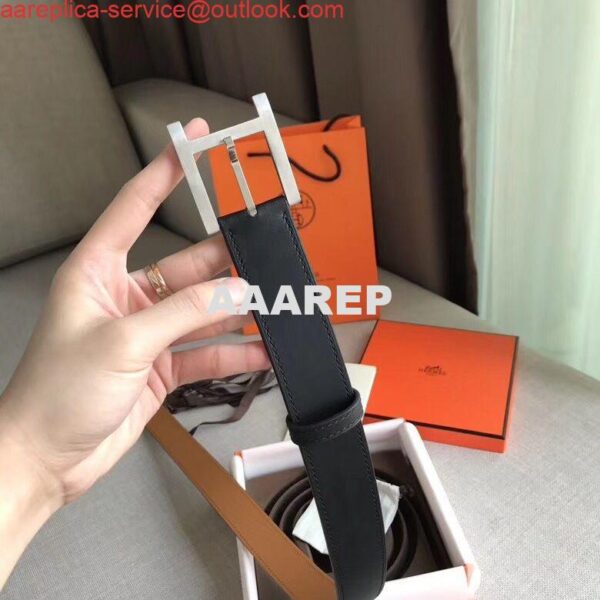 Replica Hermes James 35MM Belt In Black Box Calfskin 7