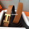 Replica Hermes H Belt Buckle & Brown Clemence 32 MM Strap