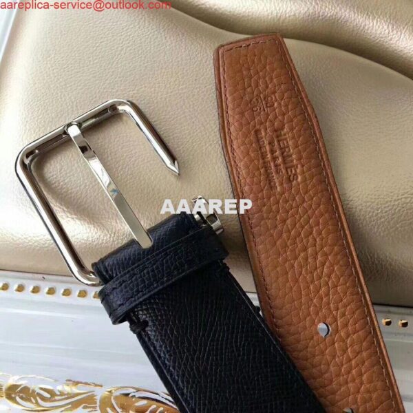 Replica Hermes Lennox 40 MM Belt In Black Epsom Leather 6