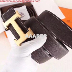 Replica Hermes H Belt Buckle & Chocolate Clemence 32 MM Strap