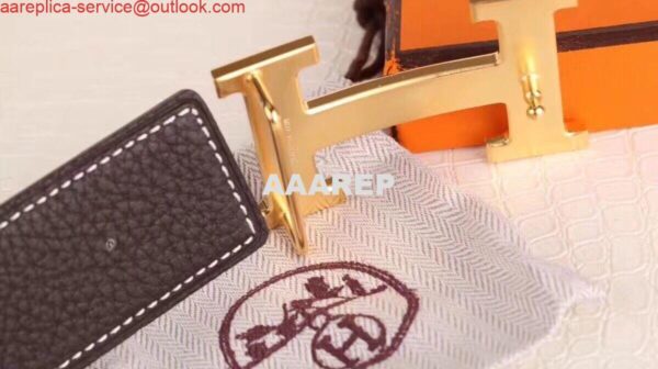 Replica Hermes H Belt Buckle & Chocolate Clemence 32 MM Strap 10