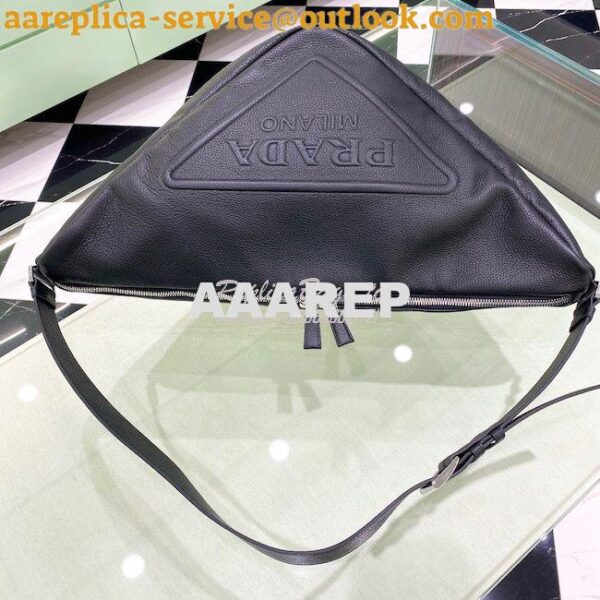 Replica Leather Prada Triangle Bag 2VY007 Black 6