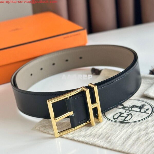 Replica Hermes Nathan 40MM Belt in Grey Clemence Leather 3