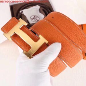 Replica Hermes H Belt Buckle & Orange 32mm Clemence Strap