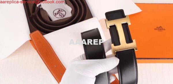 Replica Hermes H Belt Buckle & Orange 32mm Clemence Strap 5