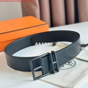 Replica Hermes Nathan 40MM Belt with Matte Buckle in Black Clemence Leather