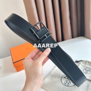 Replica Hermes Nathan 40MM Belt with Matte Buckle in Black Clemence Leather 2