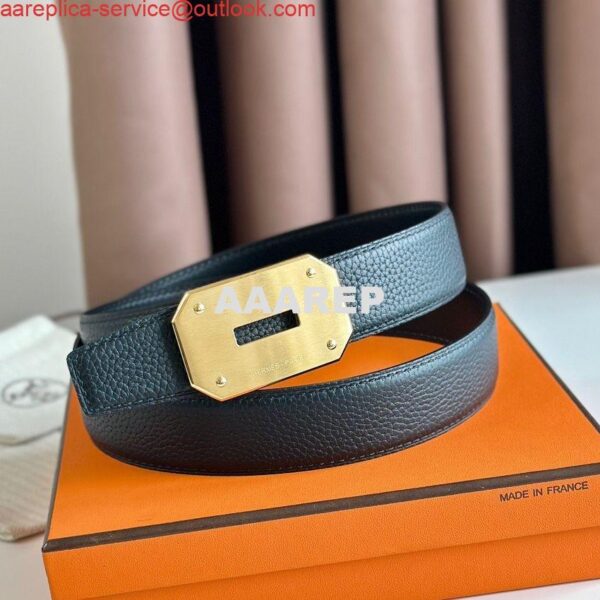 Replica Hermes Neo Reversible Belt 32MM in Black Clemence Leather 3