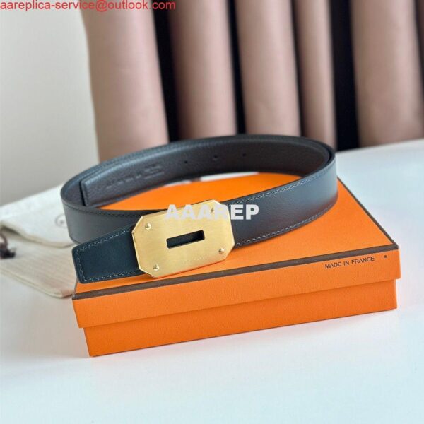 Replica Hermes Neo Reversible Belt 32MM in Black Clemence Leather 5