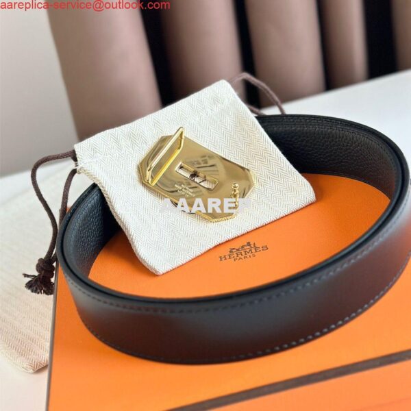 Replica Hermes Neo Reversible Belt 32MM in Black Clemence Leather 6