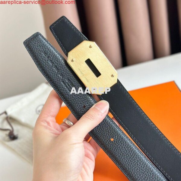 Replica Hermes Neo Reversible Belt 32MM in Black Clemence Leather 7