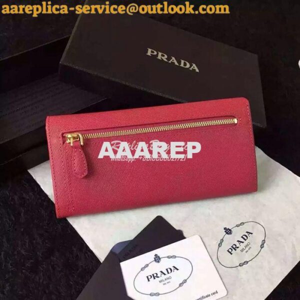 Replica Prada 1M1132 Saffiano Leather Long Fold Wallet Red 5