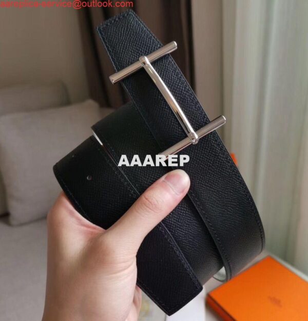 Replica Hermes H d'Ancre Reversible Belt In Black/White Epsom Leather 3