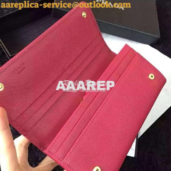 Replica Prada 1M1132 Saffiano Leather Long Fold Wallet Red 7