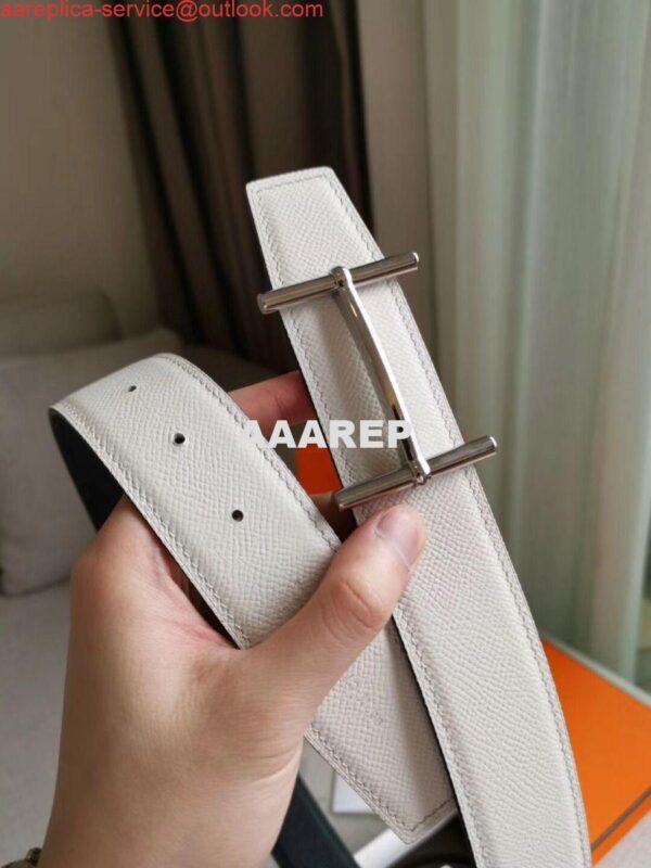 Replica Hermes H d'Ancre Reversible Belt In Black/White Epsom Leather 5