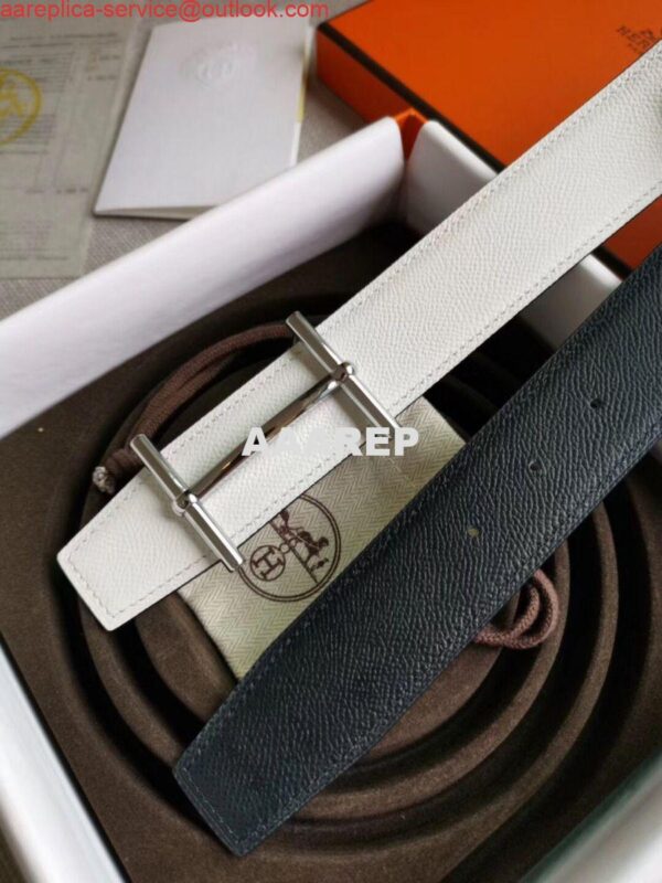 Replica Hermes H d'Ancre Reversible Belt In Black/White Epsom Leather 6