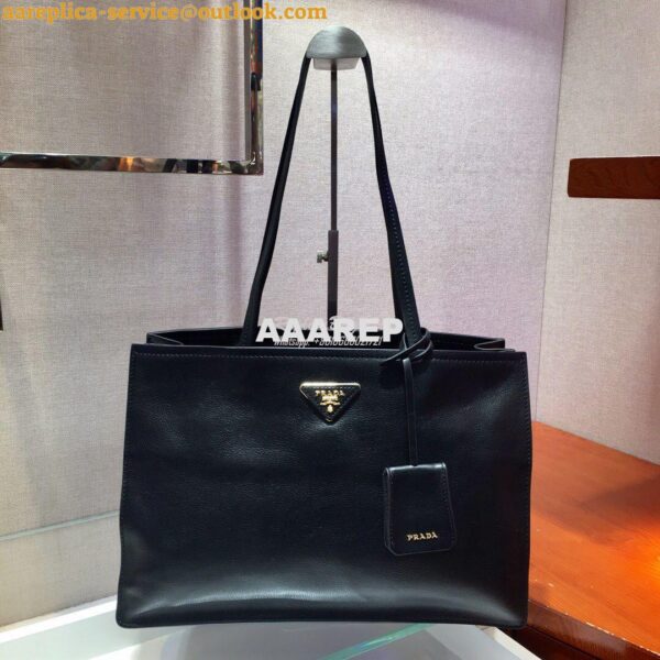 Replica Prada 20s Etiquette Leather Tote Bag 1bg122 Black 3