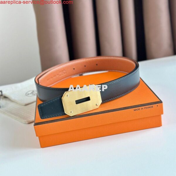 Replica Hermes Neo Reversible Belt 32MM in Gold Clemence Leather 5