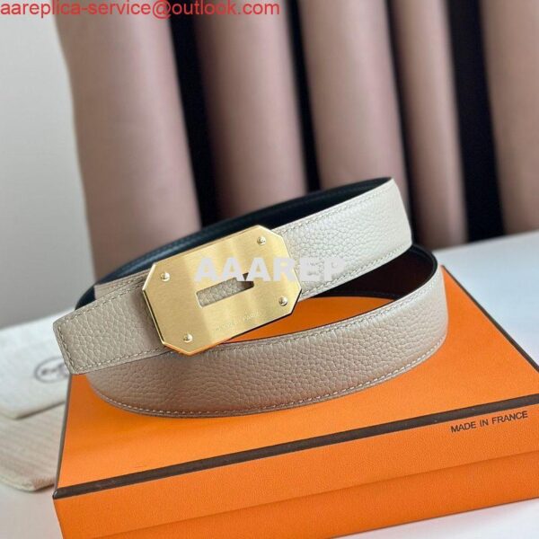 Replica Hermes Neo Reversible Belt 32MM in Trench Clemence Leather 3