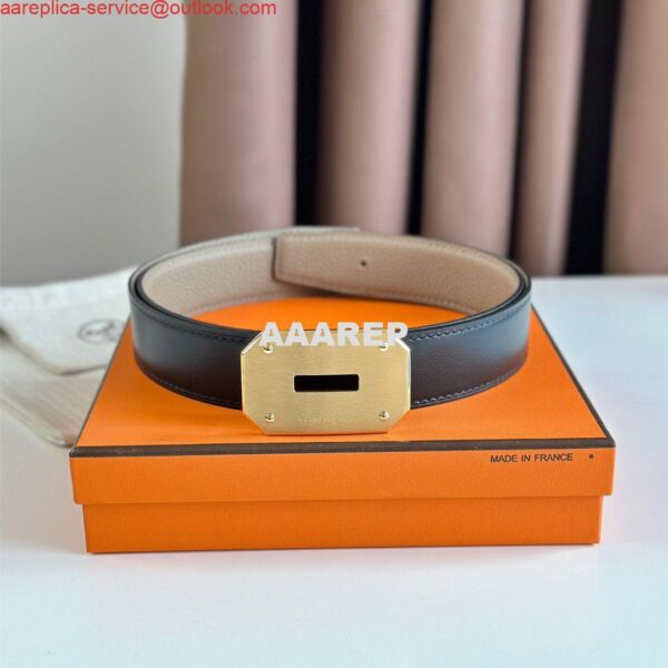 Replica Hermes Neo Reversible Belt 32MM in Trench Clemence Leather 4