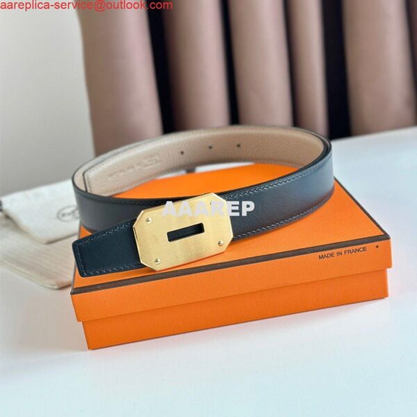 Replica Hermes Neo Reversible Belt 32MM in Trench Clemence Leather 5