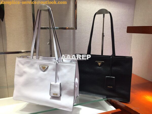 Replica Prada 20s Etiquette Leather Tote Bag 1bg122 White 3