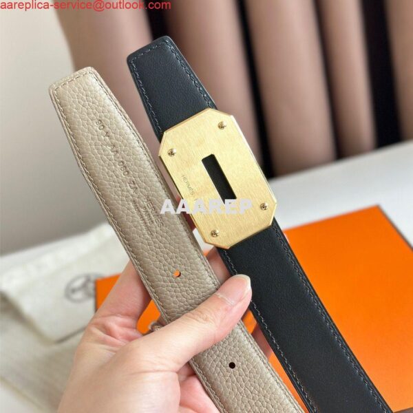 Replica Hermes Neo Reversible Belt 32MM in Trench Clemence Leather 9