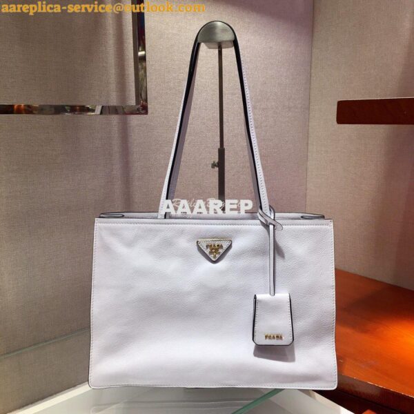 Replica Prada 20s Etiquette Leather Tote Bag 1bg122 White 2