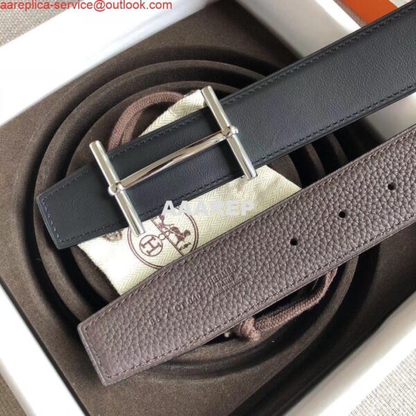 Replica Hermes H d'Ancre Reversible Belt In Cafe/Noir Leather 6