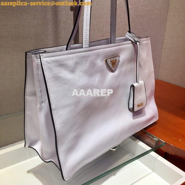 Replica Prada 20s Etiquette Leather Tote Bag 1bg122 White 3