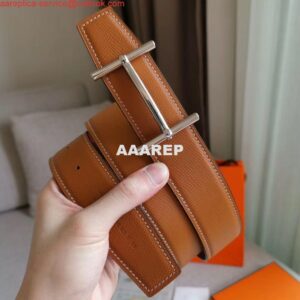 Replica Hermes H d'Ancre Reversible Belt In Gold/Red Epsom Leather