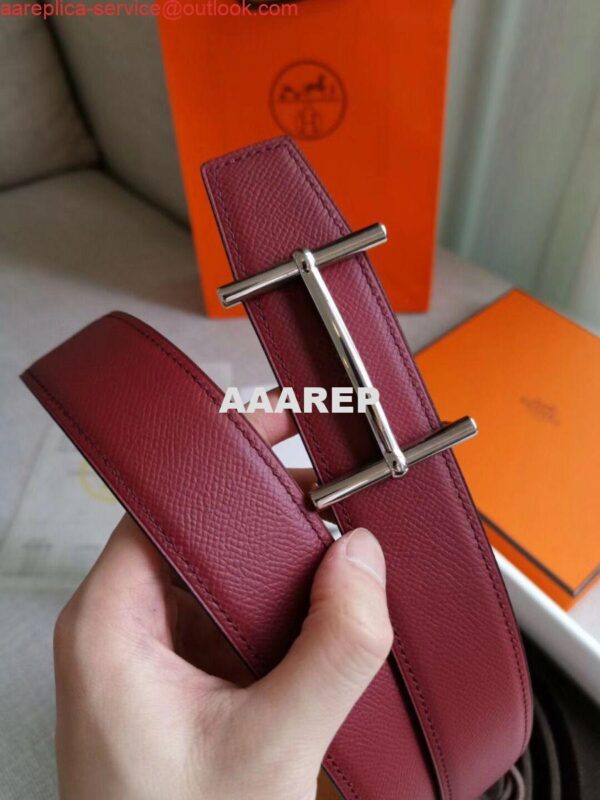 Replica Hermes H d'Ancre Reversible Belt In Gold/Red Epsom Leather 5