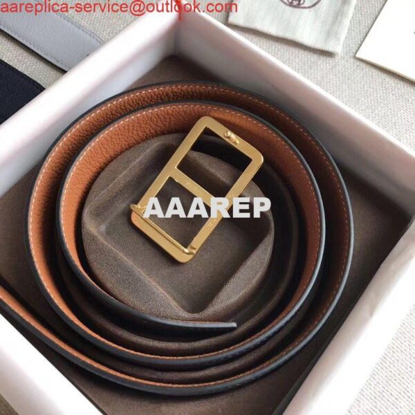 Replica Hermes Officier Belt Buckle & Brown 38MM Strap 6